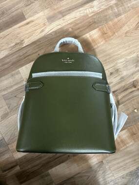 Kate Spade Staci Medium Dome Saffiano Leather Backpack in Green